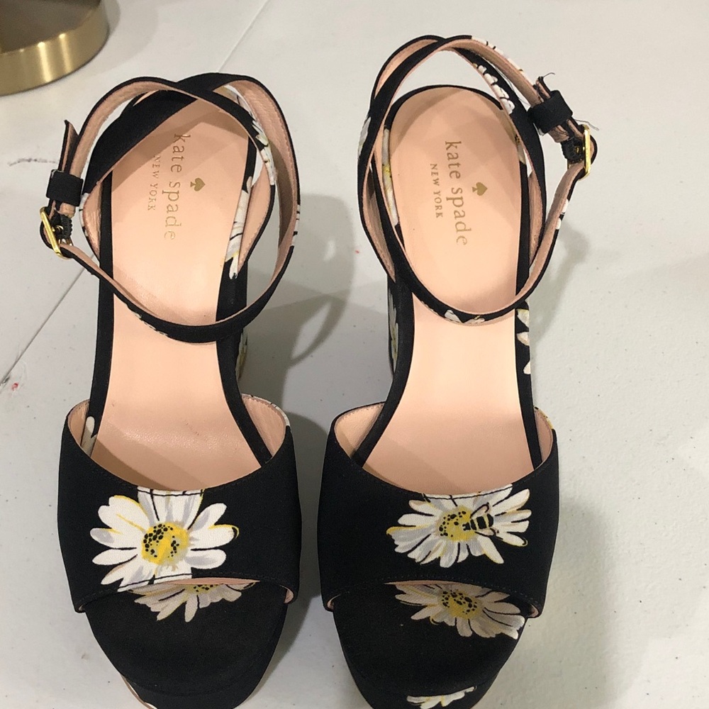 Kate Spade New York Dellie Printed Daisy Platform Wedge Shoes,used,No Box,size 8